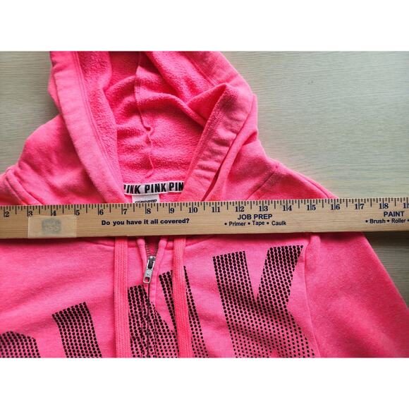 JACKET/HOODIE-VICTORIA'S SECRET-PINK-Bright Pink-Hood-Long Sleeves-Zipper-SM-P - Picture 7 of 12